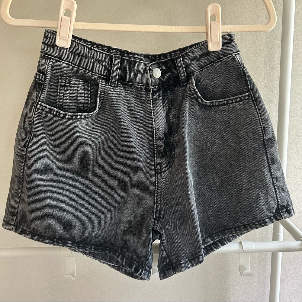 Nasty Gal black denim high waisted shorts